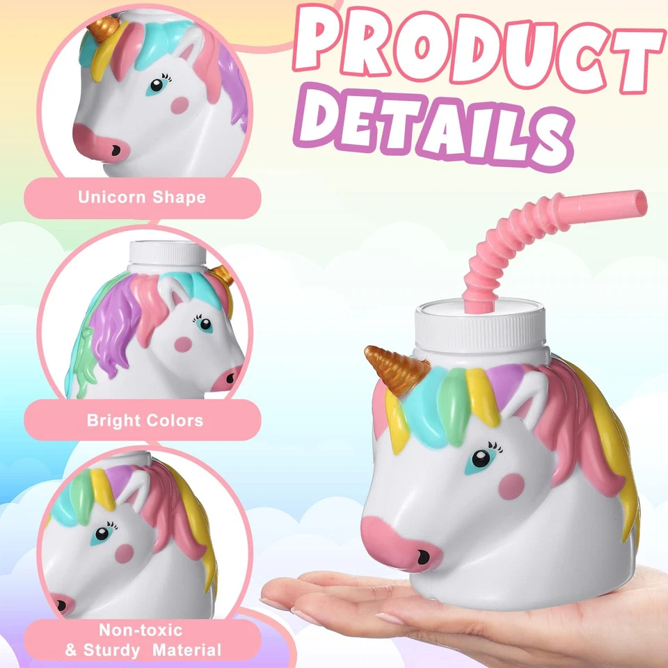 Paquete de 12 tazas de fiesta unicornio - 10 oz plástico reutilizable, baby shower y cumpleaños S... Foto 3 de 4