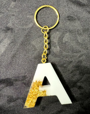 Keychains Adults White Gold Detail And Hardware Resin Initials Letters Gift New