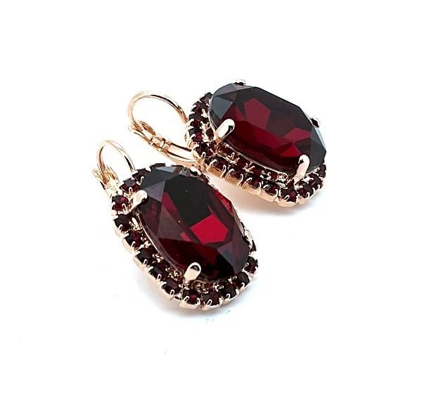 Pendientes Por Mariana Mujer Elegantes Ovalados Siam Cristales Swarovski Foto 3 de 4