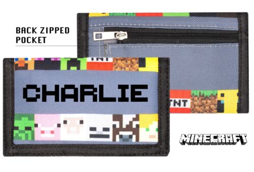 Portafoglio Minecraft Bambini Personalizzato Tasca con Cerniera Portamonete Trifold Natale - Foto 18 di 25