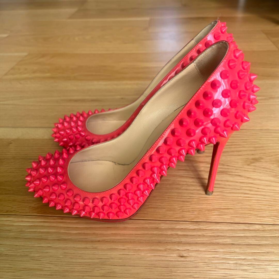 Christian Louboutin Women's Pointed Toe Spike Patent Pumps in Red