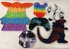 Lot of 6 Pop It Fidget Toys Sensory Stress Relief Medium/Large Size EUC