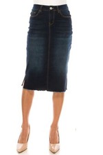 Women's Juniors/Plus Size Calf - Length Stretch Denim Pencil Skirt
