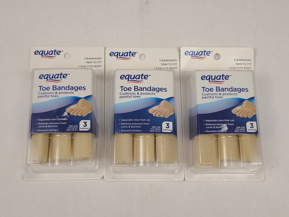 3 Equate Toe Bandages Cushions Protects Painful Toes From Corns Bunions