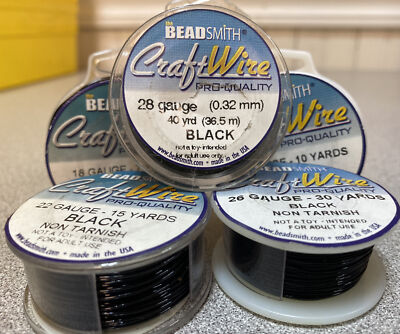 BEADSMITH Craft Wire BLACK 18-20-22-26-28 Gauge NEW