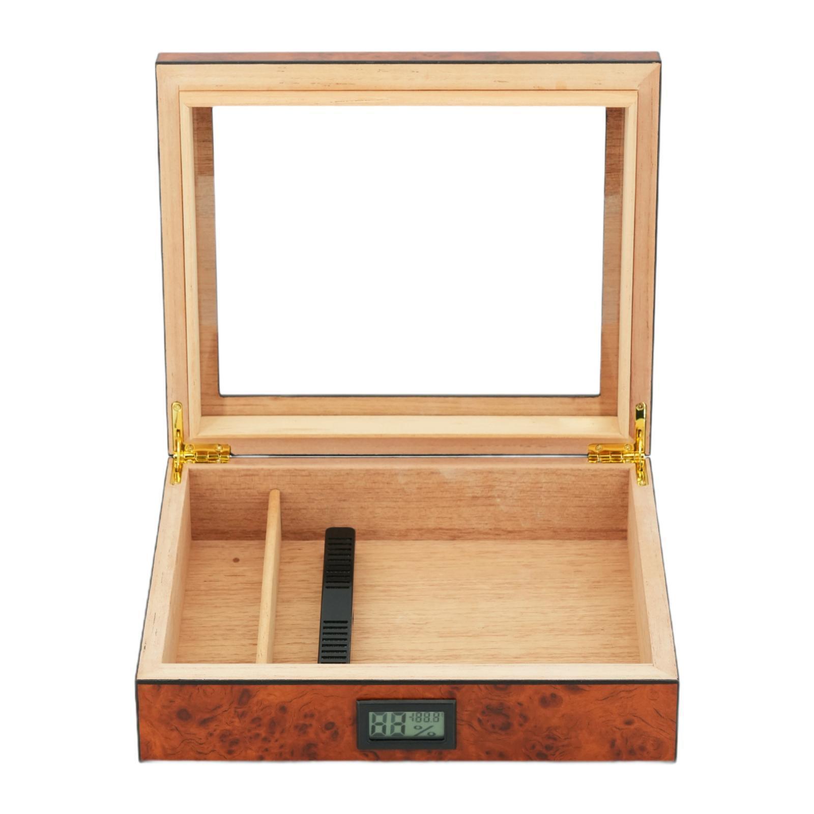 Humidor de cigarrillos de madera tapa de vidrio caja de cigarrillos de gran capacidad para mujeres/hombres regalos