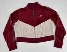 Nike Jacket Women's Large Sportswear Velour Colorblocked Red BV5046-677 NWT