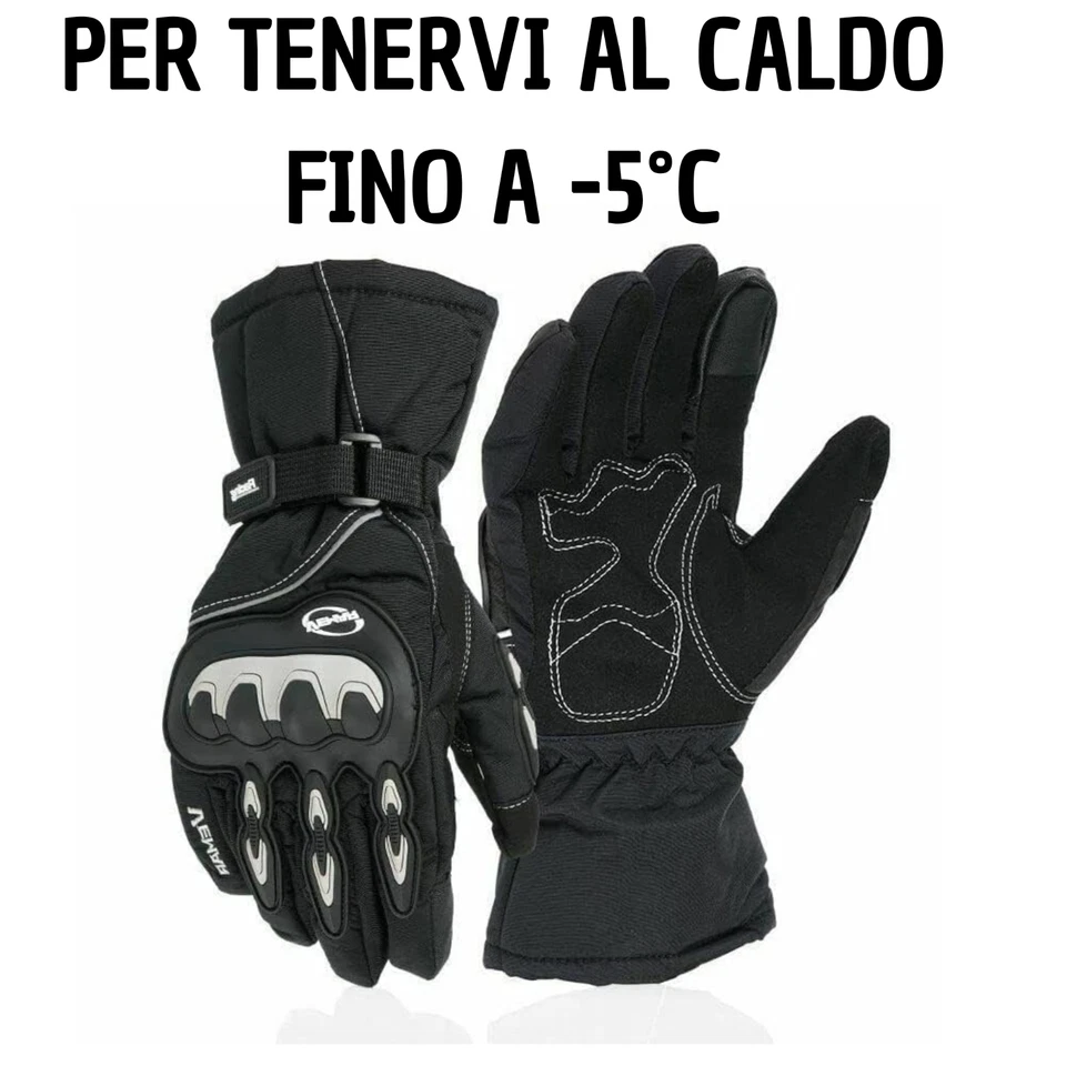 Guanti Moto Invernali Touchscreen Termici Impermeabili Caldi Antivento - Immagine 4 di 4
