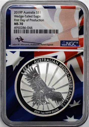 2019 P $1 Australia  Silver Wedge Tailed Eagle NGC MS70 First Day of Production