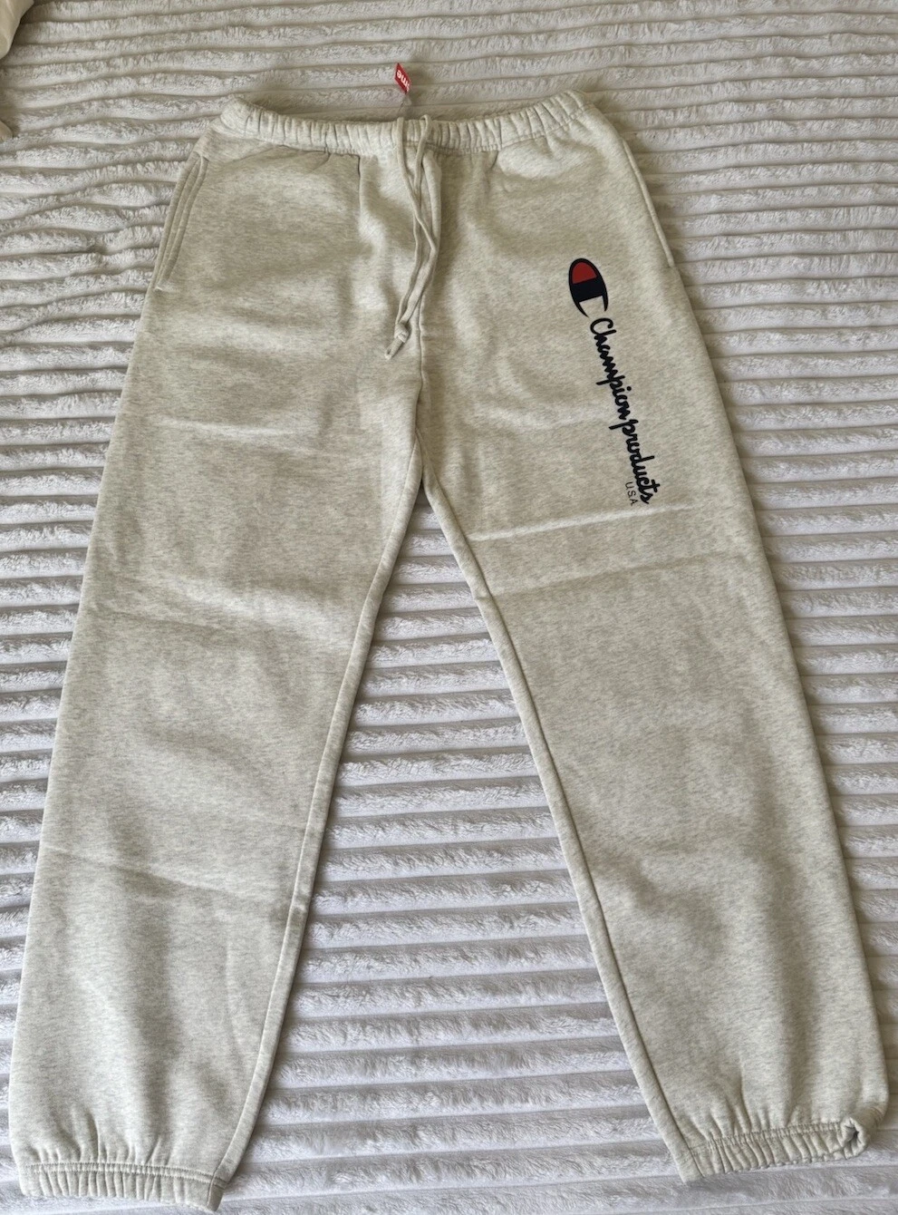 Pantalon de survêtement logo Champion & Supreme SS2014 gris taille L
