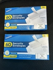 2Boxes Of 60 Count Peel & Self Seal White Security Envelopes 3.6 inch X 6.5 inch