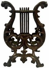 Authentic Antique Cast Iron Lyre Shaped Sheet Music or Book Stand -13  x 9  x 7  