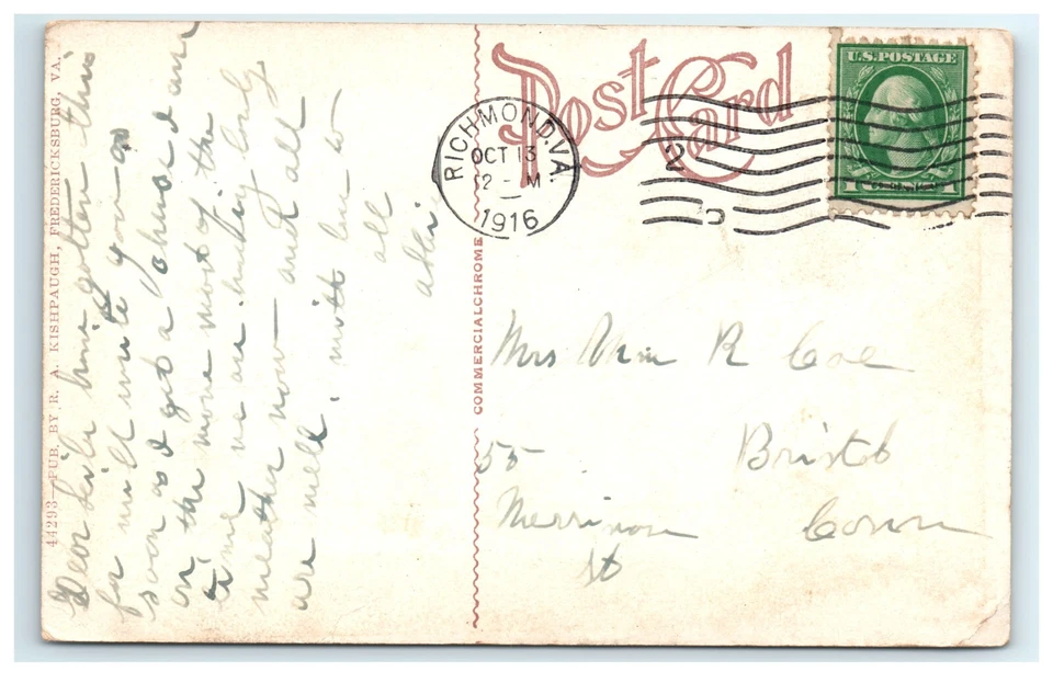 1916 Pontoon Bridge Over Rappahannock Fredericksburg VA, Virginia - Image 2 of 2