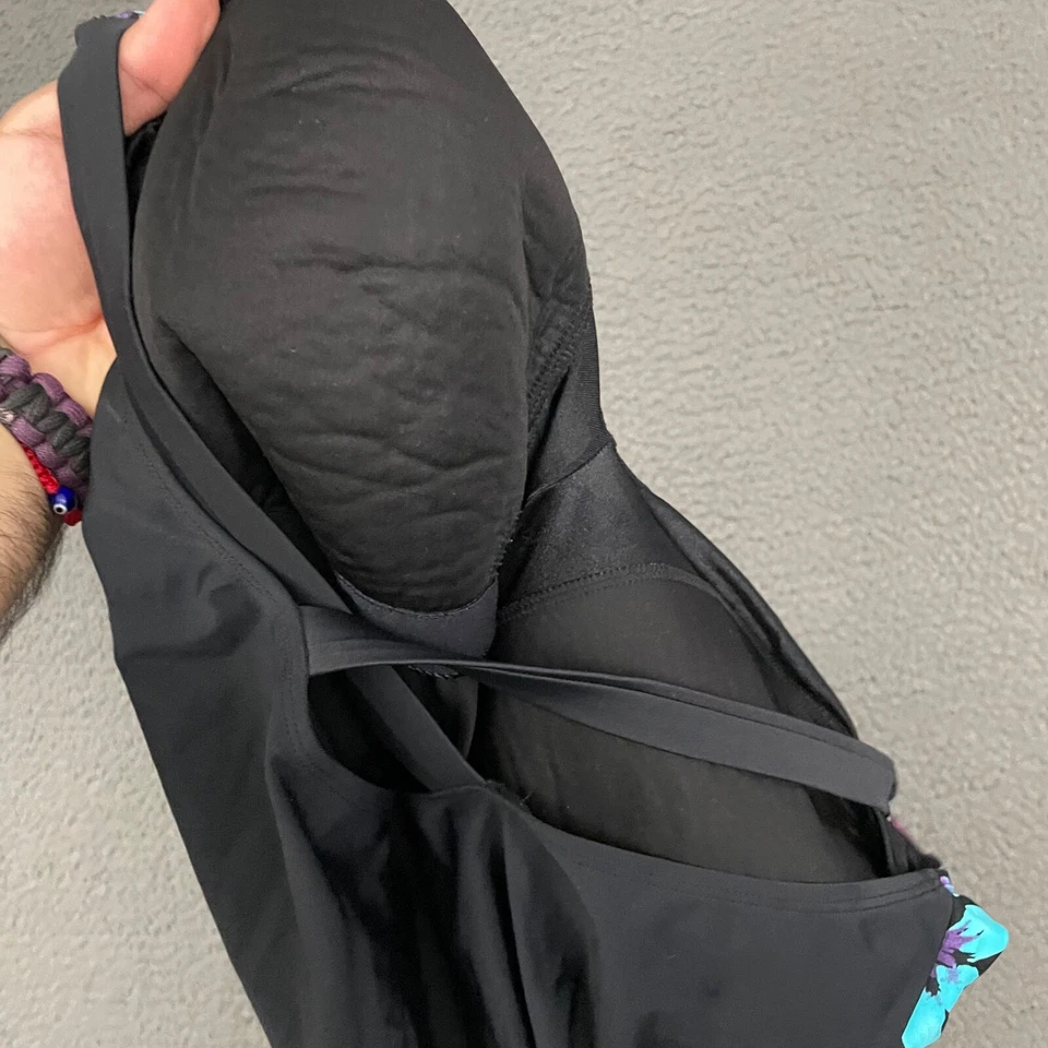 Купальник женский Sirena размер 26 Вт фиолетовый синий цветочный с перекрещивающейся спинкой цельный пляж мама - Изображение 3 из 4