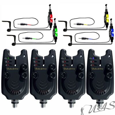 Spar Set 4x Delta Fishing Bissanzeiger Ton Vol. Sens. Nachtl. Klinke & 4 Swinger