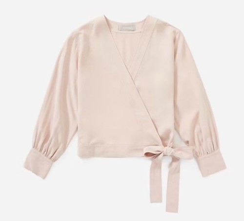Everlane Washable Silk Wrap Top in Rose Size 00 NEW! | eBay