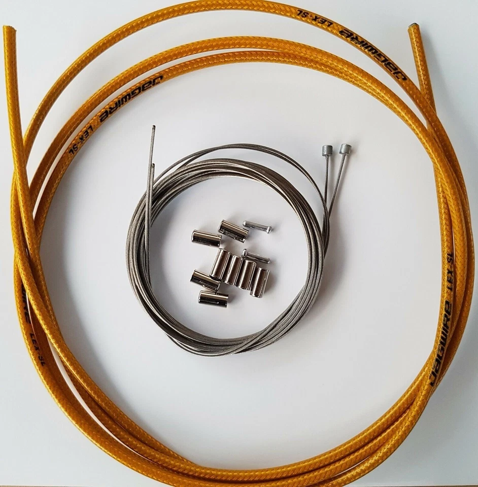 Jagwire LEX-SL Schalthülle gold Züge Endkappen Endhülsen