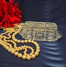 Glass Fancy Butter Dish with Etched Glass Base and Lid – Collectible Butter Dish