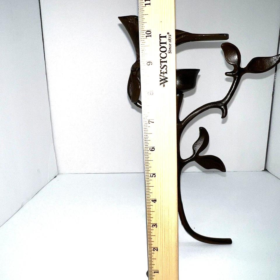 Bronze Metal Bird on Branches Sculpture Tea Light Votine Holder 11" 3 Legs - Image 3 of 4