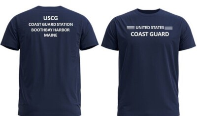 BOOTHBAY HARBOR COAST GUARD STATION* MAINE * 2-SIDED PERFORMANCE POLYESTER SHIRT