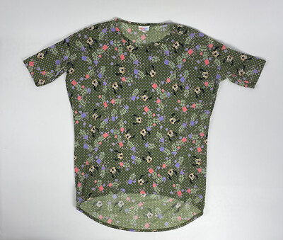 LuLa Rue Womens Irma Top Size XS Minnie Mouse Polkadot Floral Short Sleeve 