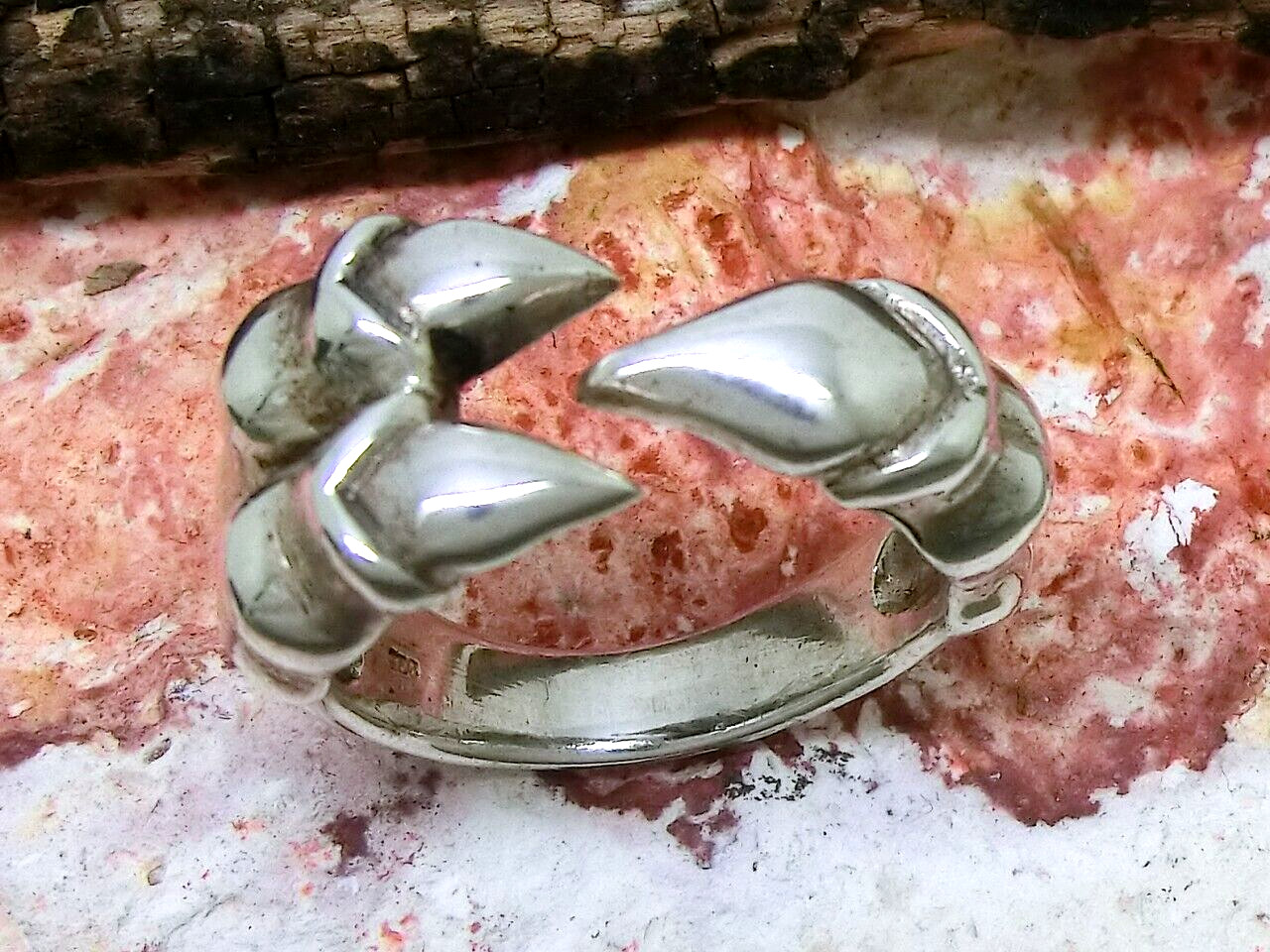 Garra de Dragón Anillo 925 Plata de Ley Macizo Talla 60 Ajustable Dragón Garra