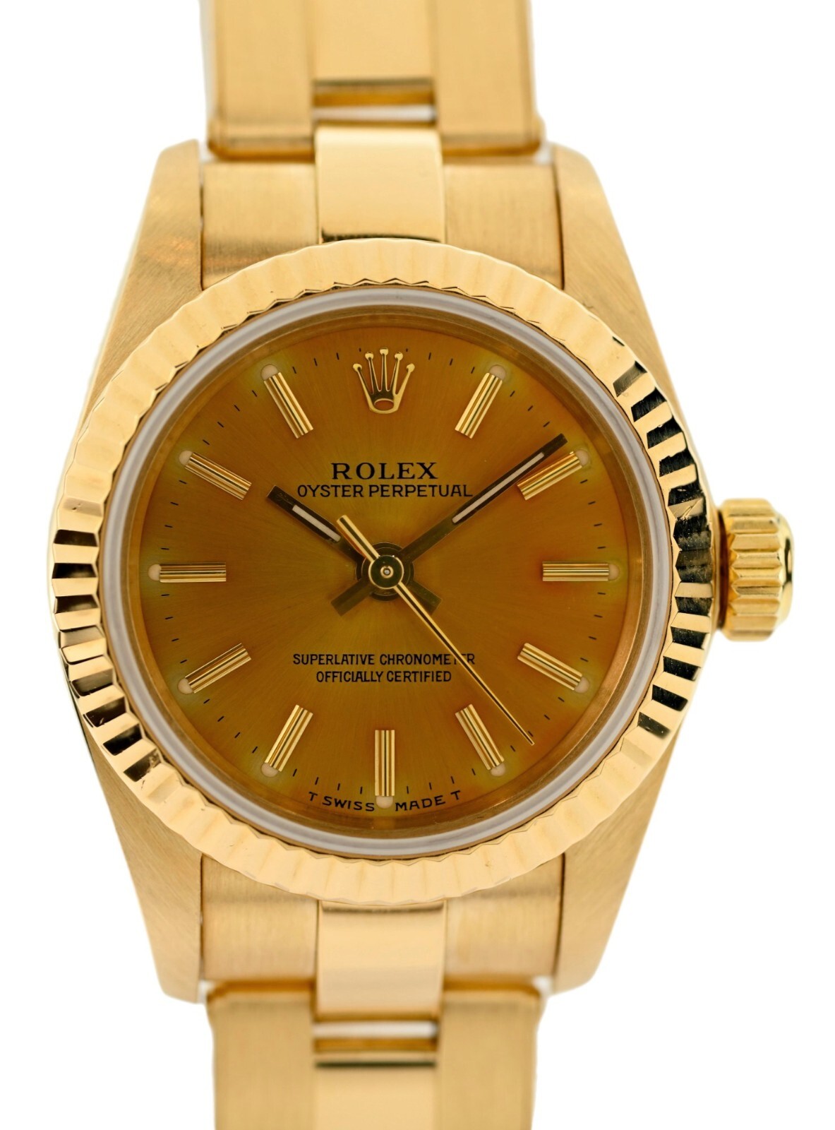 Rolex 24mm Ladies Oyster Perpetual Solid 18k Yellow Gold Tropical