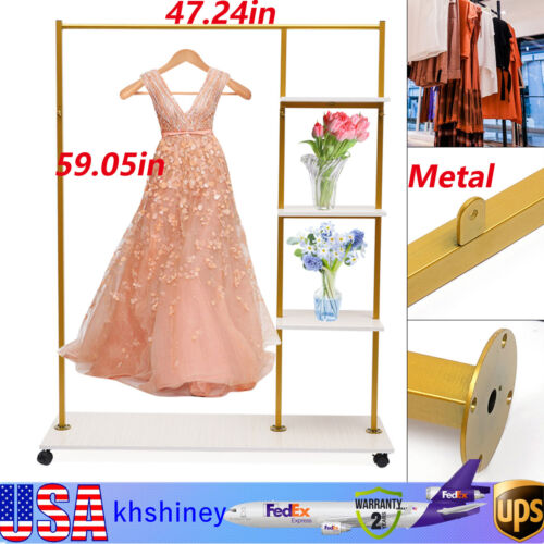 Household Garment Rack Metal Clothes Rack Movable Coat Hanger+Bags Shelves
