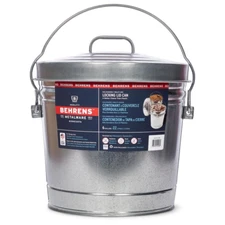 6 Gallon Galvanized Steel Round Trash Can With Locking Lid Behrens Round Garbage
