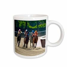 3dRose Group of horses racing, jockeys Mug