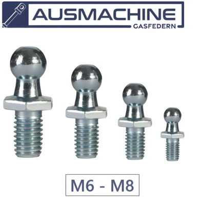 Kugelbolzen Kugelkopf M6 M8 Kugelzapfen - 12mm 20 mm Gewinde für Gasdruckfeder