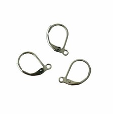 5 Pairs Stainless Steel Hinged Leverback Earrings Earwires Loop Bead Findings