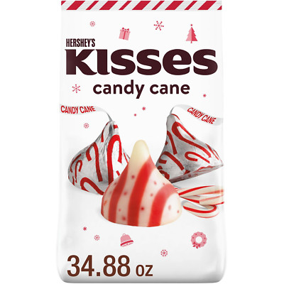 HERSHEY'S KISSES Candy Cane Flavored, Christmas Candy Bulk Bag, 34.88 Oz