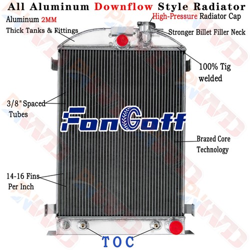 3 Row Radiator Cooler For 1933-35 Ford Model A 2.2L Chevy V8 28" Overall Height
