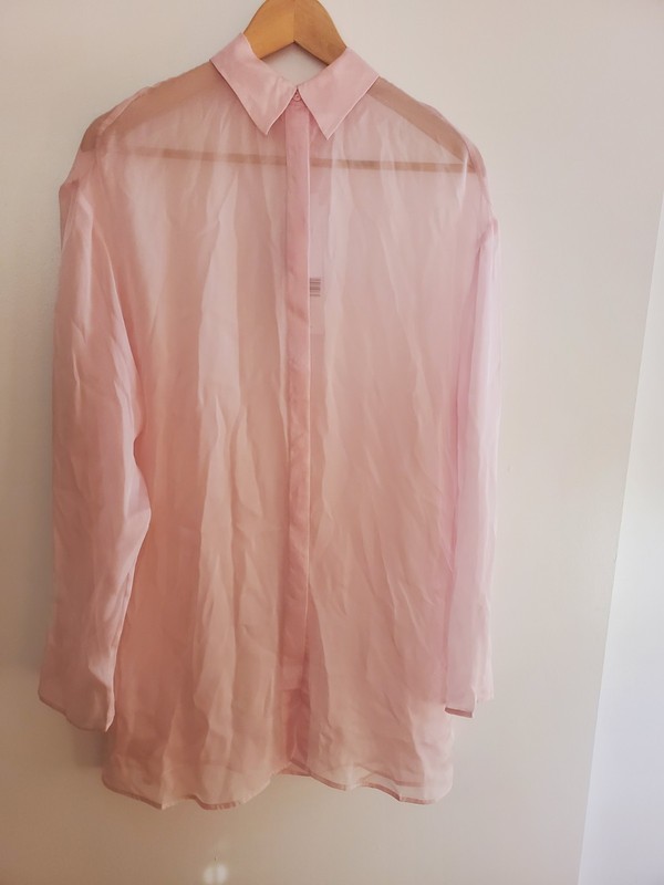 NEW WITH TAGS YAEL  PINK SHEER SILK CHIFFON SHIRT BLOUSE WOMEN'S SIZE S $375
