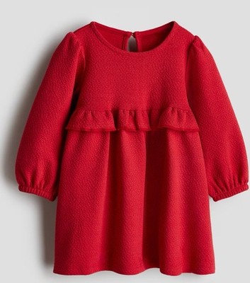 Rotes Jerseykleid mit Rüschenbesatz von H&M Alter 12-18 Monate neu mit Etikett