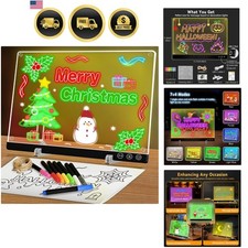 LED Magnetic Note Board with Colors Dry Erase Board for Kids Light Up 11.8x15.7
