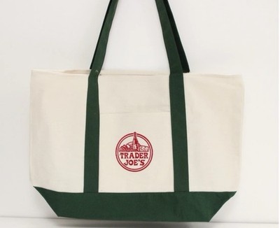 Trader Joe s Canvas Tote Eco Shopping Bag LARGE GREEN Limited Seasonal Edition