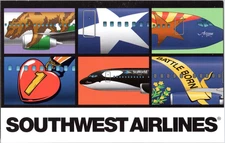 Southwest Airlines Plane Artwork- 1999 Chrome Postcard - Multiview