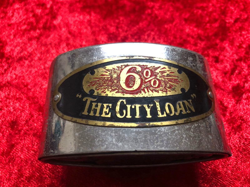 Vintage 1923 Chicago Thrift Co City Loan 6% Advertising Coin Bank Metal