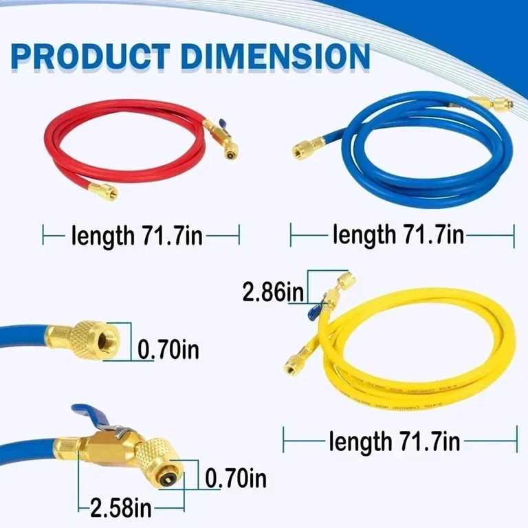Manguera Yellow Jacket 29986 Plus II 1/4" con Válvula de Bola Compacta, 72" (Pack de 3)! Foto 4 de 4
