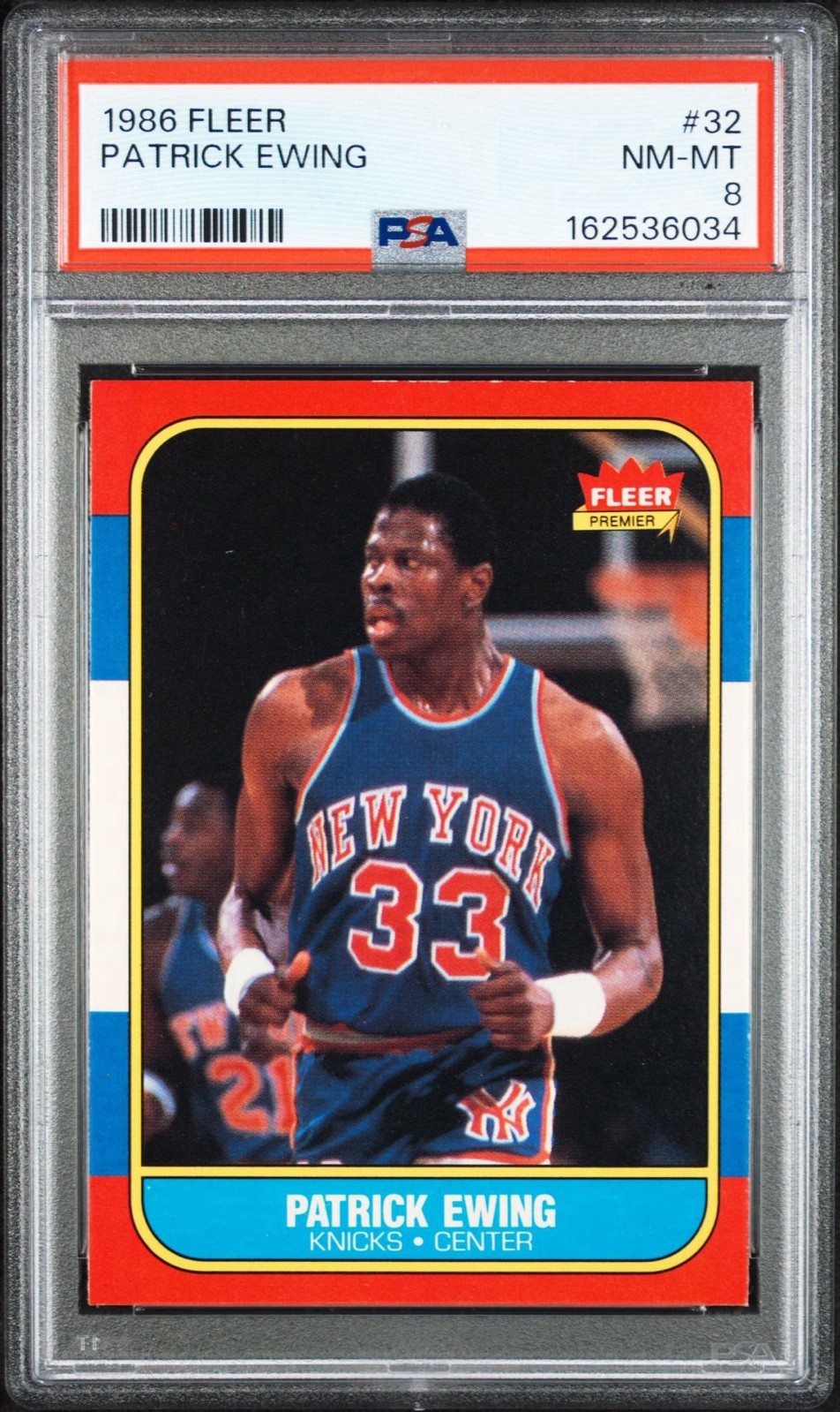 1986-87 Fleer - Patrick Ewing #32 (RC) New York Knicks PSA 8 NM-MT 6034