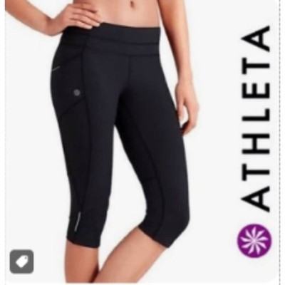 Athleta Dobby Be Free Knicker crop capri leggings with side pockets medium