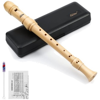 Beginner Soprano Recorder C Key in Maple Wood - Complete Set with Case & Kit