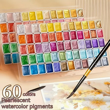60 Metallic Watercolour Paint Set | Pearlescent Shimmer Watercolors for Artists