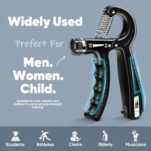 2 Hand Grip Strengthener Power Trainer Gripper Strength Adjustable Gym Exerciser