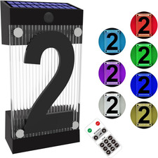 Solar House Numbers for Outside, 3D Acrylic Number Colorful light Remote Control