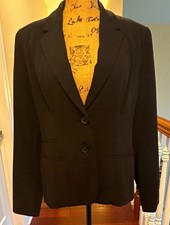 Women  s M Black Blazer Two-Button Lined Notch Lapel Executive Classic Workwear