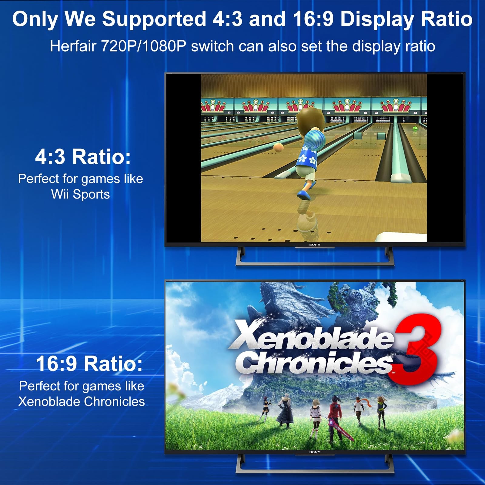 Herfair Wii to HDMI Adapter Support 43/169 Aspect Display 6.6FT Wii HDMI Cabl...