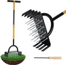 CAKKVDE Manual Lawn Aerator - 16 Spikes & 8 Core Plugs for Yard Black,Orange 